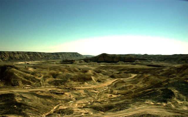 Desert dirtroad mountain sunset blue free wallpaper for desktop - medium preview image