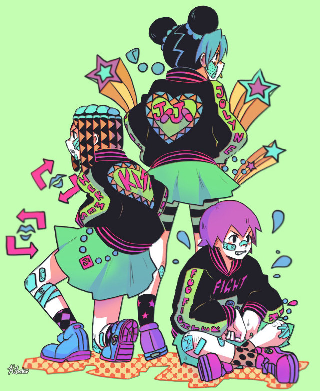 Cartoon couple rug green background free wallpaper for mobile - medium preview image