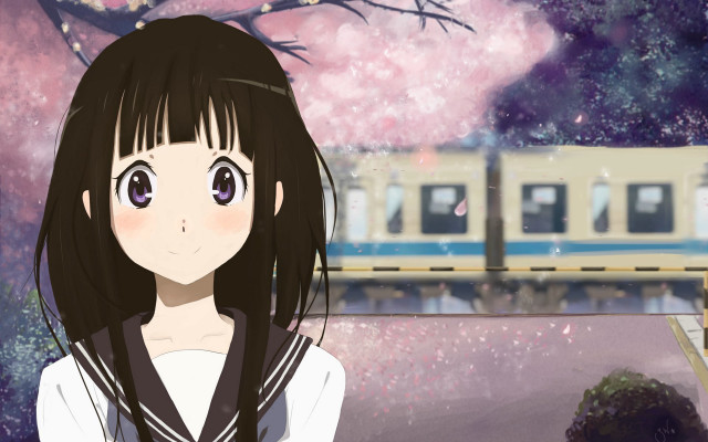 Girl long hair train station free wallpaper for desktop - medium preview image