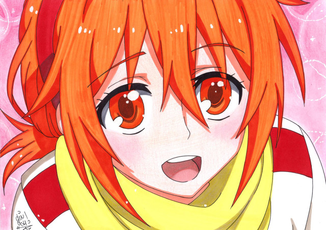 Girl red hair scarf eyes free wallpaper for desktop - medium preview image