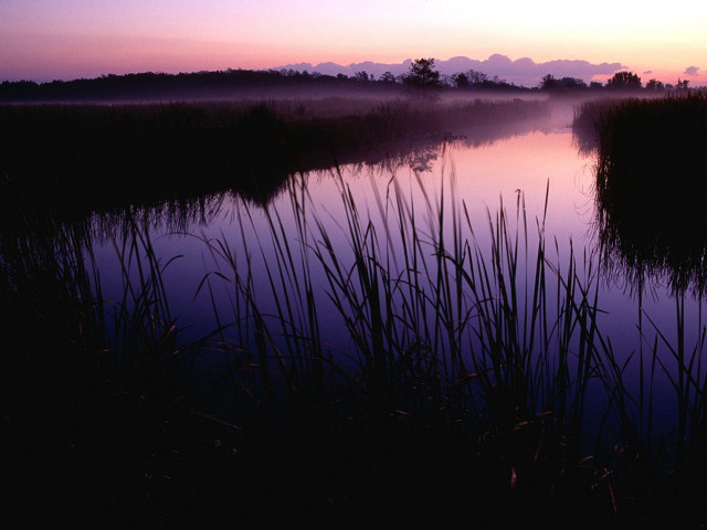 Lake sunset reeds clouds mountain free wallpaper for desktop - medium preview image