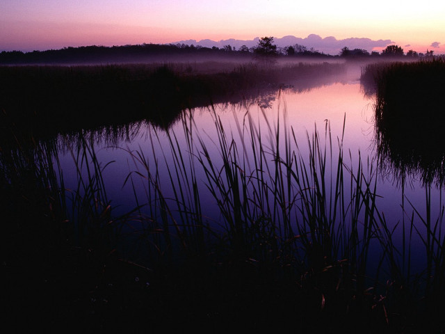 Lake reeds sunset clouds mountain free wallpaper for desktop - medium preview image
