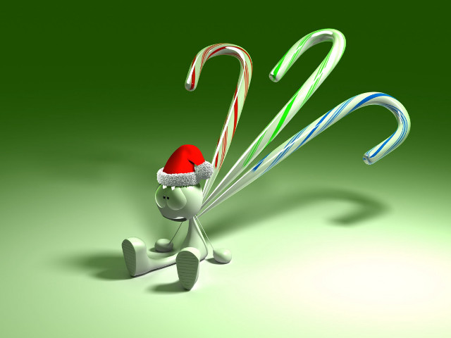 3d character candycanes santahat green free wallpaper for desktop - medium preview image