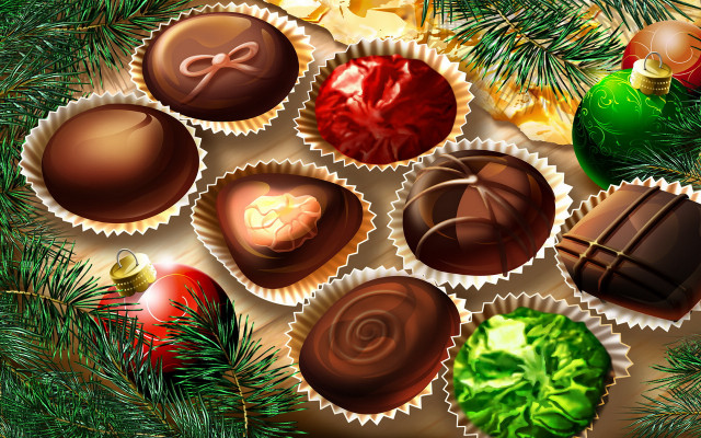 Chocolates table christmas tree wine free wallpaper for desktop - medium preview image