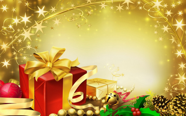 Christmas presents decorations gold star free wallpaper for desktop - medium preview image