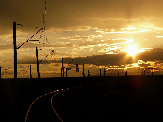 Train track sunset clouds sky #4 free wallpaper for desktop - medium preview image
