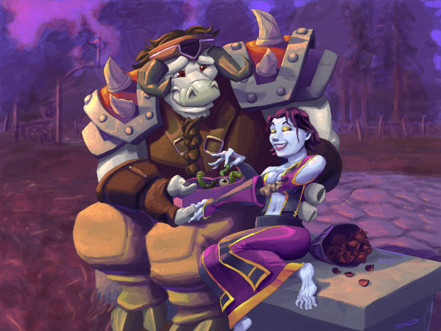 Cartoon woman bench cow hat #4 free wallpaper for desktop - medium preview image