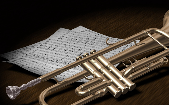Brass trumpet sheet music table #3 free wallpaper for desktop - medium preview image