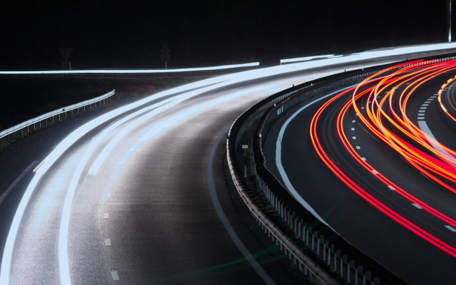 Highway night lights long exposure free wallpaper for desktop - medium preview image