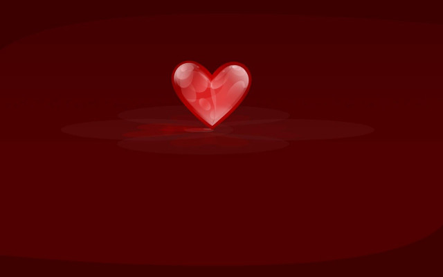 Red heart floating reflection person free wallpaper for desktop - medium preview image