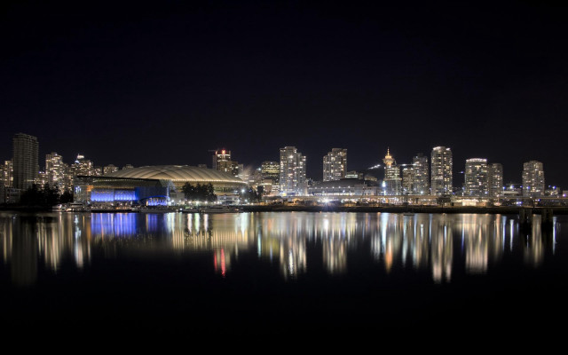 City skyline night reflection water #12 free wallpaper for desktop - medium preview image