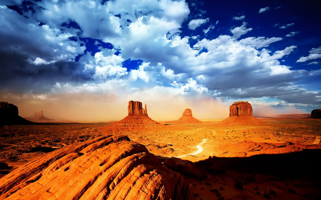 Desert landscape cloudy sky rocks #3 free wallpaper for desktop - medium preview image