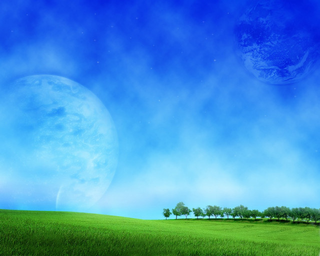 Green field trees blue sky #12 free wallpaper for desktop - medium preview image