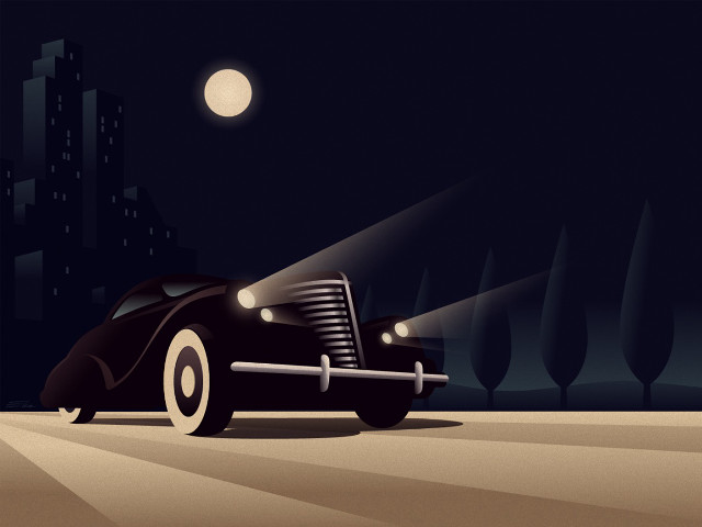 Car night street moon city #2 free wallpaper for desktop - medium preview image
