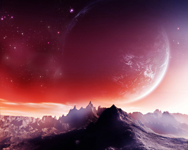 Red purple sky mountain distant #2 free wallpaper for desktop - medium preview image