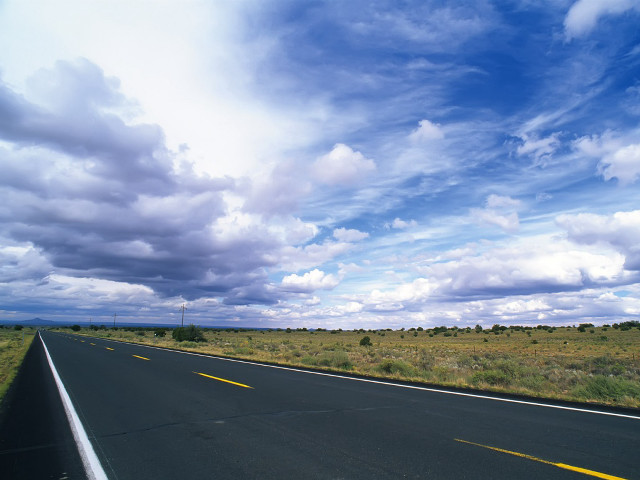 Road clouds grass field trees free wallpaper for desktop - medium preview image