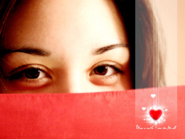 Woman red heart face red free wallpaper for desktop - medium preview image