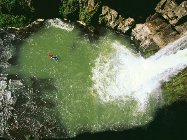 Man kayak waterfall background adventure #3 free wallpaper for desktop - medium preview image
