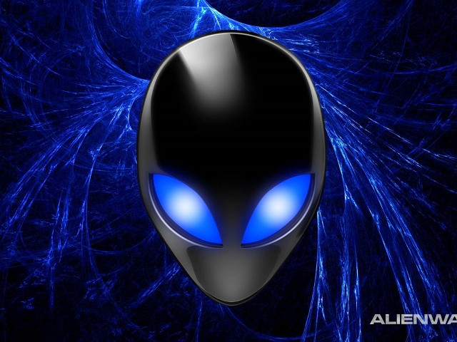 Blue alien face glowing eyes free wallpaper for desktop - medium preview image