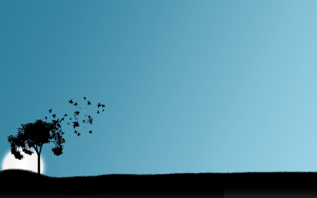 Tree flock birds sky hill free wallpaper for desktop - medium preview image