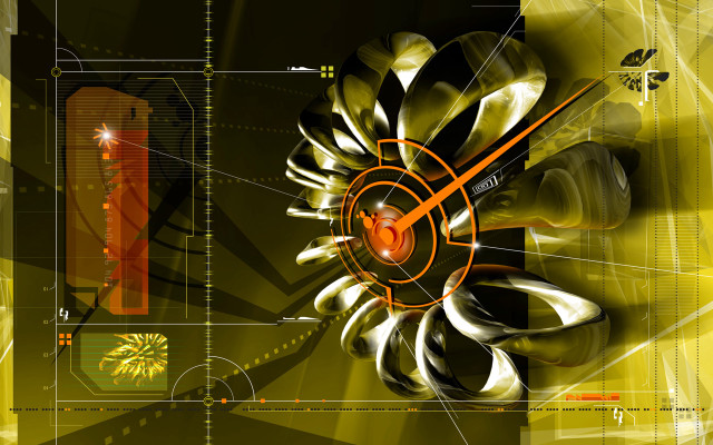Yellow black clock face kinetic free wallpaper for desktop - medium preview image