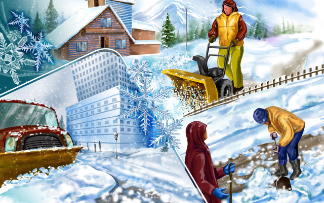 Man woman snow blower winter free wallpaper for desktop - medium preview image