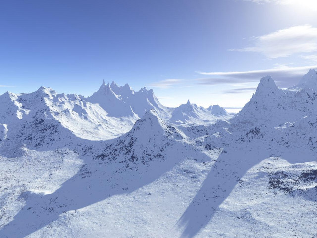 Snowy mountain range bright sun free wallpaper for desktop - medium preview image