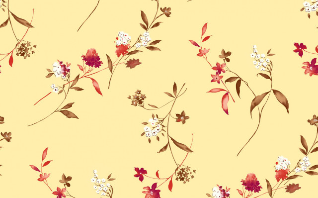 Yellow background floral autumn leaves free wallpaper for desktop - medium preview image