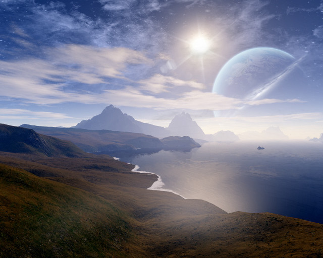 Distant planet sky background foreground free wallpaper for desktop - medium preview image