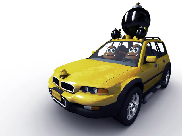 Yellow car black cats eyes #3 free wallpaper for desktop - medium preview image