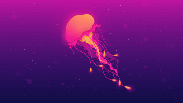 Jellyfish floating water bubbles around free wallpaper for desktop - medium preview image