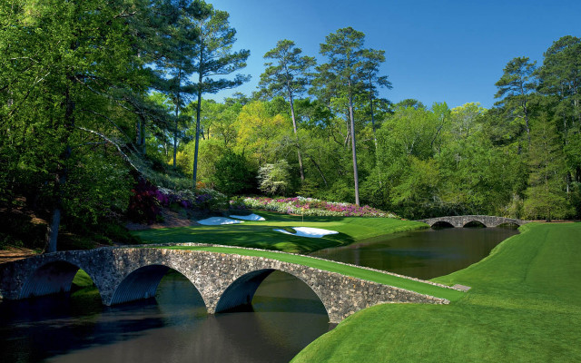 Bridge pond golf course stone free wallpaper for desktop - medium preview image