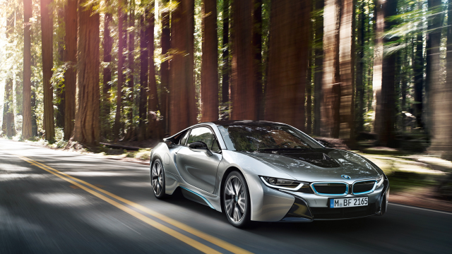 Silver car driving road forest #10 free wallpaper for desktop - medium preview image