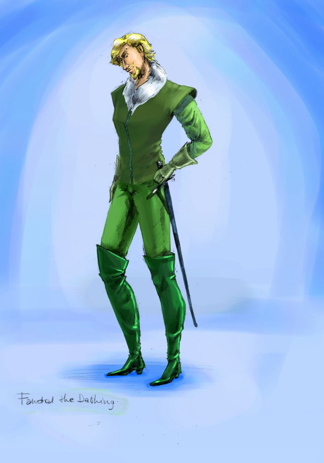 Man green suit sword hat free wallpaper for mobile - medium preview image