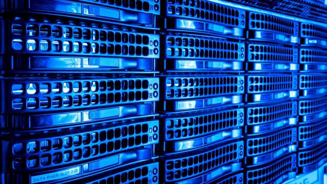 Large server blue lights black free wallpaper for desktop - medium preview image