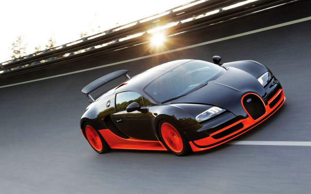 Bugatti sun road person standing free wallpaper for desktop - medium preview image