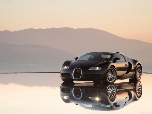 Black bugatti reflection mountains beach free wallpaper for desktop - medium preview image