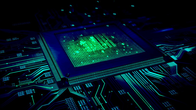Computer chip green light black free wallpaper for desktop - medium preview image