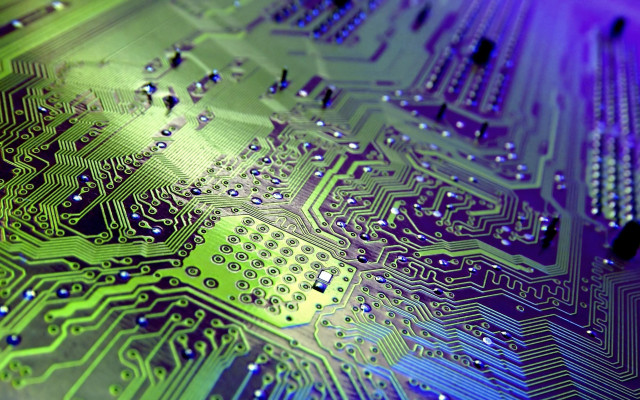 Circuit board water droplets purple #2 free wallpaper for desktop - medium preview image