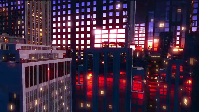 City night lights traffic buildings free wallpaper for desktop - medium preview image