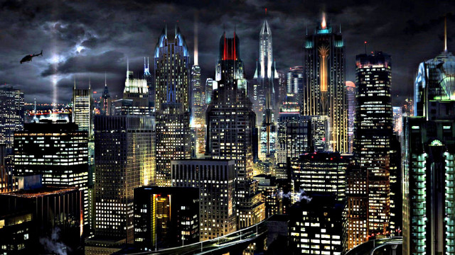 Cityscape tall buildings night dark free wallpaper for desktop - medium preview image