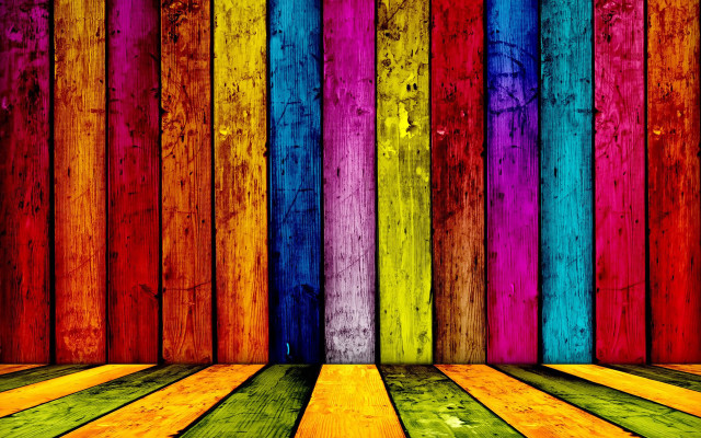 Colorful wooden floor rainbow wall free wallpaper for desktop - medium preview image