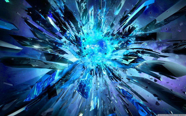 Blue ice explosion glass green free wallpaper for desktop - medium preview image