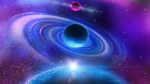Blue purple planet star spiral free wallpaper for desktop - medium preview image
