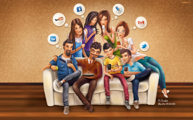 Group couch social icons laptop free wallpaper for desktop - medium preview image