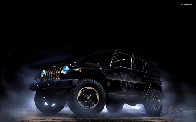 Black jeep blue light driving free wallpaper for desktop - medium preview image