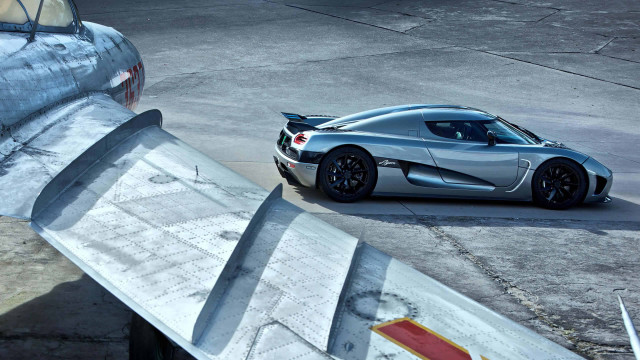 Silver sportscar fighterjet runway plane free wallpaper for desktop - medium preview image