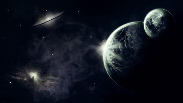 Two planets in sky with free wallpaper for desktop - medium preview image
