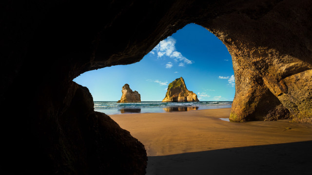 Beach cave view blue sky #2 free wallpaper for desktop - medium preview image