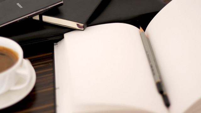 Coffee book table pen laptop free wallpaper for desktop - medium preview image